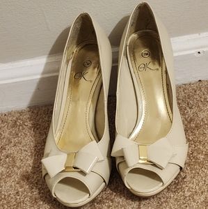 Beige Peep Toe Heel